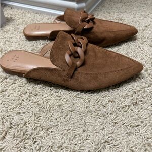 Brown Chain Detail Women's Mules